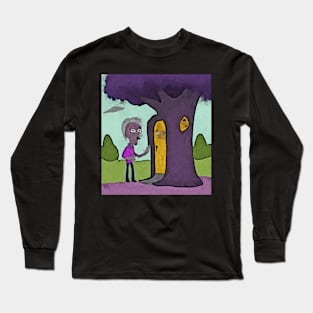 Watercolor old man with a tree house Long Sleeve T-Shirt